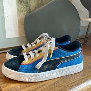 🥐 Puma suede tricolor sneakers black, royal blue, red, bright yellow